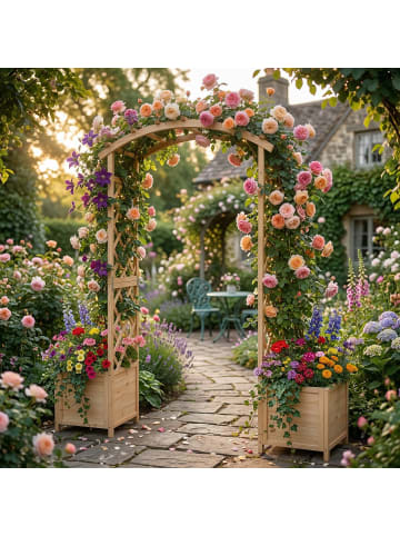 relaxdays Rosenbogen in Natur - (B)180 x (H)206 x (T)40 cm