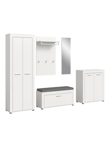 ebuy24 Garderobenmöbelset Jam (6-teilig) Weiß 285 x 35 cm