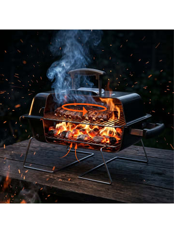 relaxdays Tischgrill in Schwarz - (B)56 x (H)36 x (T)30,5 cm