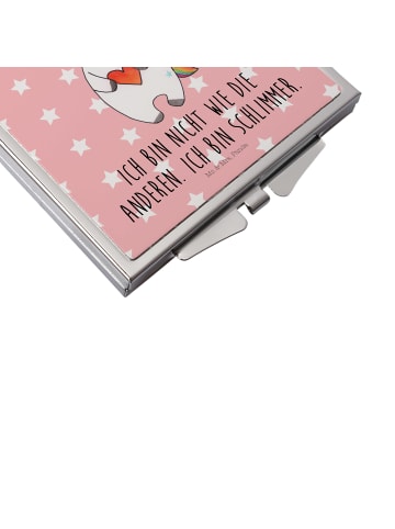 Mr. & Mrs. Panda Reise Spiegel Einhorn Herz mit Spruch in Rot Pastell