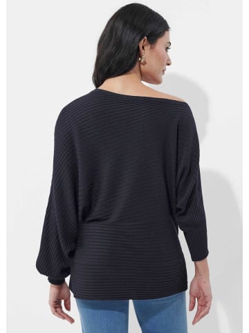 Alba Moda Asymmetrischer Pullover mit Rippstrick in marine
