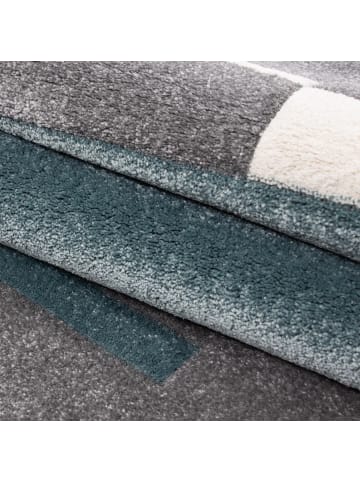 KADIMA DESIGN Teppich Kurzflor Waschbar Karo LATEMAR Strapazierfähig OEKO-TEX in Blau