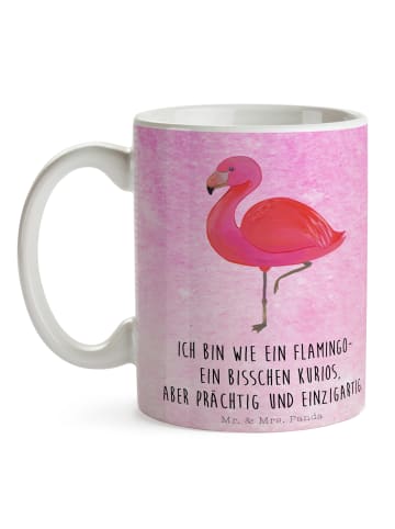 Mr. & Mrs. Panda Kaffeebecher Flamingo Classic mit Spruch in Aquarell Pink