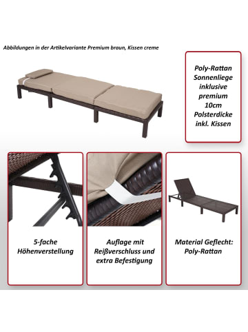 MCW Sonnenliege A51, Basic grau, Kissen dunkelgrau