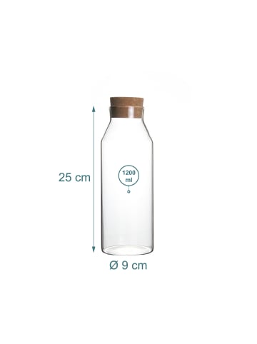 relaxdays 2 x Glaskaraffe in Transparent/ Natur - 1200 ml