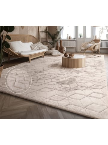 KADIMA DESIGN Hochflor Teppich waschbar Unifarben Struktur Schlafzimmer in Beige
