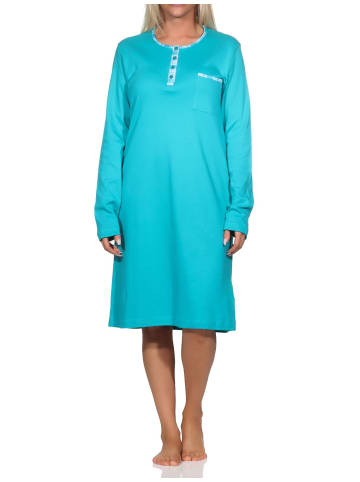 NORMANN langarm Nachthemd Kuschel interlock - 82182 in türkis