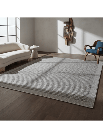 KADIMA DESIGN Teppich Outdoor Flachgewebe Uni-Farbe Polypropylen Balkon in Grau