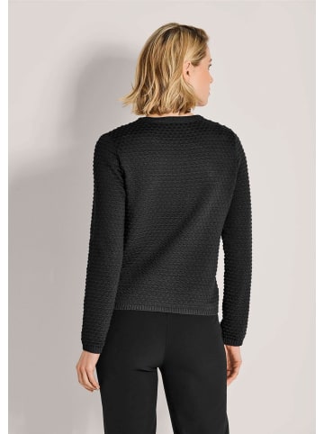MADELEINE Eleganter Baumwollpullover mit Noppenstruktur in schwarz