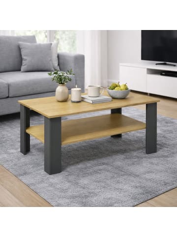 VCM  Sofatisch Couchtisch Beistelltisch Disalo 100x55 in Anthrazit / Honig-Eiche