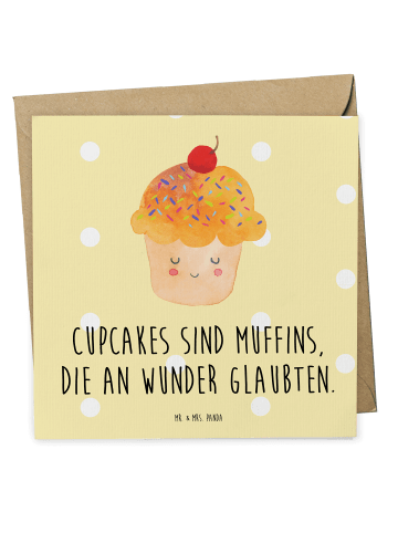 Mr. & Mrs. Panda faltkarte Cupcake mit Spruch in Gelb Pastell