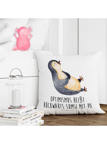 Mr. & Mrs. Panda Kissen 40x40 Pinguin Lachen mit Spruch in Weiß
