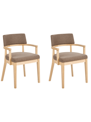 Beliani 2er-Set Esszimmerstuhl DALBO in Beige/Braun