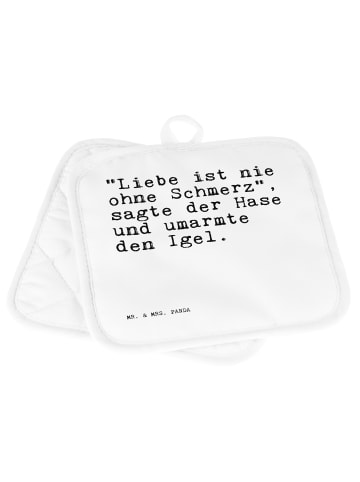 Mr. & Mrs. Panda 2er Set Topflappen "Liebe ist nie ohne... mit S... in Weiß