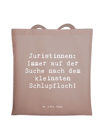 Mr. & Mrs. Panda Beutel Spruch Juristin Schlupfloch mit Spruch in Braun Pastell