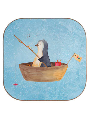 Mr. & Mrs. Panda Holz Untersetzer Pinguin Angelboot ohne Spruch in Eisblau