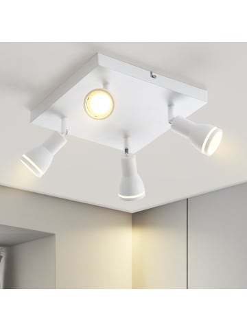 ZMH Deckenleuchte in weiß 4-flammige GU10 quadratischen Metall Wandstrahler