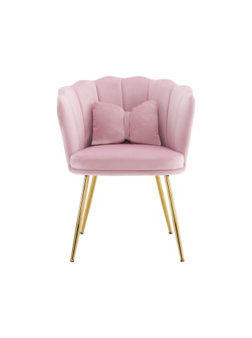 ABRIHOME Wohnzimmersessel in Rosa mit Blütenblatt Rückenlehne Goldbeinen Kissen