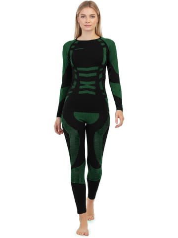 normani 2 x Thermounterhose Lange Skiunterwäsche für Damen in Grün/Schwarz