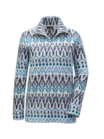 GOLDNER Kurzgröße:  Kuschelig warmer Fleece-Troyer in blau / gemustert