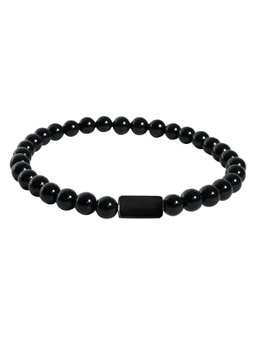 Adeliás Herren Armband – Kugelarmband aus Edelstahl mit Onyx 21 cm in schwarz