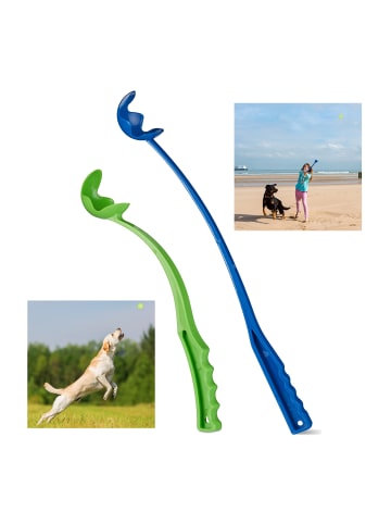 relaxdays 8x Ballschleuder in Blau/Grün