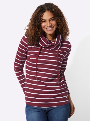 WITT WEIDEN Sweatshirt in dunkelrot-weiß-geringelt