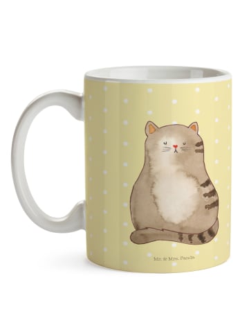 Mr. & Mrs. Panda Kaffeetasse Katze Sitzen ohne Spruch in Gelb Pastell
