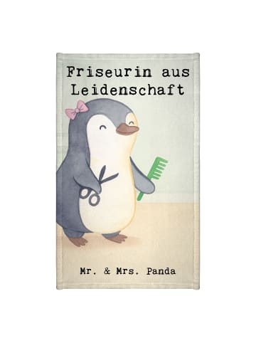 Mr. & Mrs. Panda Handtuch Friseurin Leidenschaft Design mit Spruch in Weiß