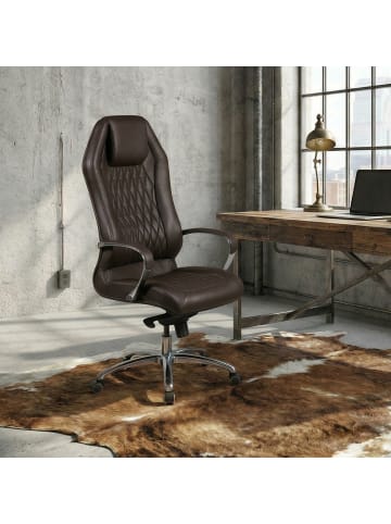 FineBuy Bürostuhl in Braun / Leder / 70x67x136