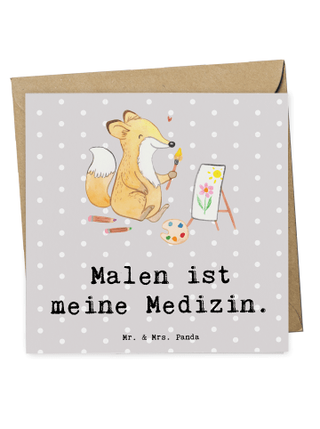 Mr. & Mrs. Panda Deluxe Karte Fuchs  Malen mit Spruch in Grau Pastell