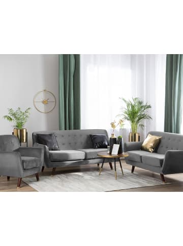 Beliani 3-tlg Sitzgruppe BODO in Grau/Gold/Braun