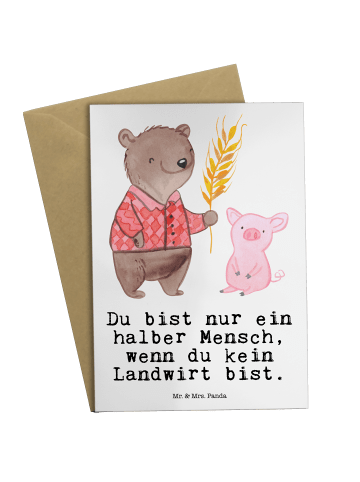 Mr. & Mrs. Panda Grußkarte Landwirt Herz mit Spruch in Weiß