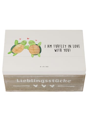 Mr. & Mrs. Panda Kiste Schildkröten Paar mit Spruch in Weiß