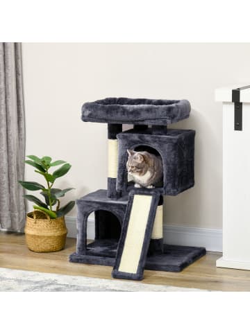 Pawhut Kratzbaum Dunkelgrau L59 x B39 x H83 cm