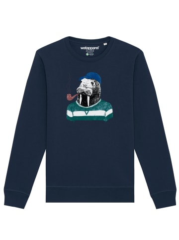 wat? Apparel Sweatshirt Walross in Dunkelblau