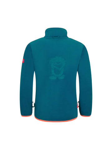 Trollkids Fleece Jacke "Oppdal XT" in Atlantisblau/Mokkabraun/Orange