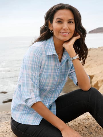 WITT WEIDEN Karo-Bluse in hellrosé-eisblau-kariert