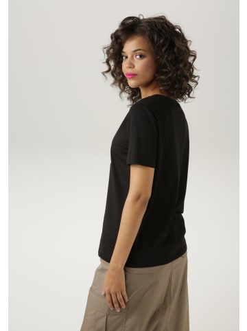 Aniston CASUAL T-Shirt in schwarz-pink-beige-weiß-grau