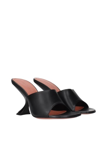 Amina Muaddi Schwarz Leder Stiletto Absatz Sandalen
