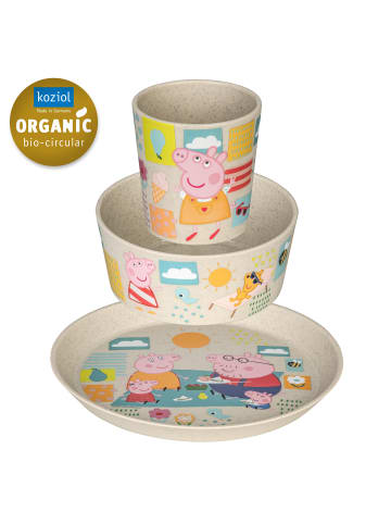 koziol CONNECT PEPPA PIG - Kleiner Teller + Schale + Becher in organic sand