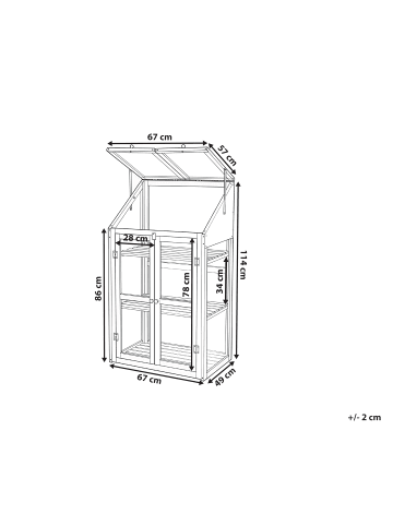 Beliani Balkongewächshaus VOLVERA in Braun/Transparent - (W) 67 x (H) 114 x (L) 49 cm