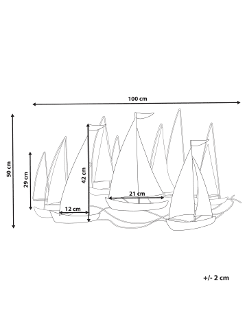 Beliani Wandobjekt BOHRIUM in Blau/Gold/Weiß - (W) 90 x (H) 50 x (L) 5 cm