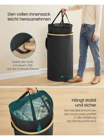 SONGMICS Wäschebox Roxanne in Schwarz-Beige - (B)32.5 x (H)75 x (T)42.5 cm