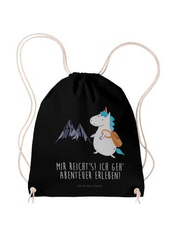 Mr. & Mrs. Panda Sportbeutel Einhorn Bergsteiger mit Spruch in Schwarz