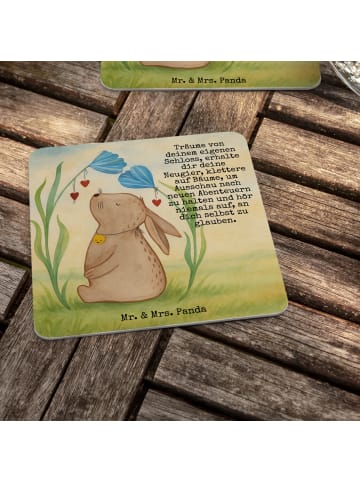 Mr. & Mrs. Panda Tassenuntersetzer Hase Blume Design mit Spruch in Weiß