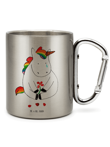 Mr. & Mrs. Panda Kaffeetasse Einhorn Traurig ohne Spruch in Silber