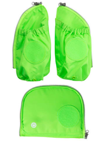 Ergobag Schulranzen LED Fluo Seitentaschen Zip-Set in Grün