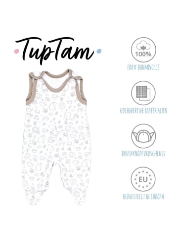 TupTam Baby Mädchen Strampler mit Fuß 3er Pack in weiß/beige