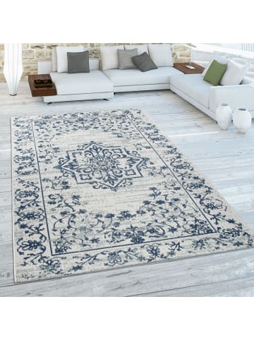 KADIMA DESIGN Outdoor Teppich Medaillon-Vintage Balkon, Terrasse in Dunkelblau
